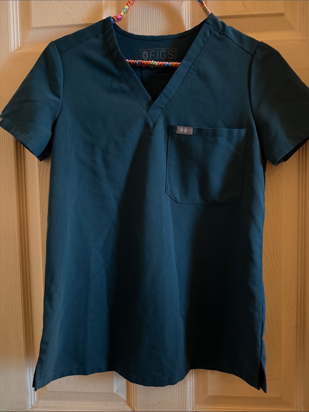 Figs Dark Teal V-Neck Scrub Top